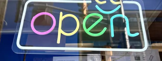 Neon open sign in a shop window